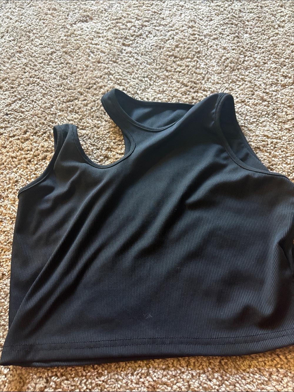 SHEIN Black Ribbed Racerback Crop Top